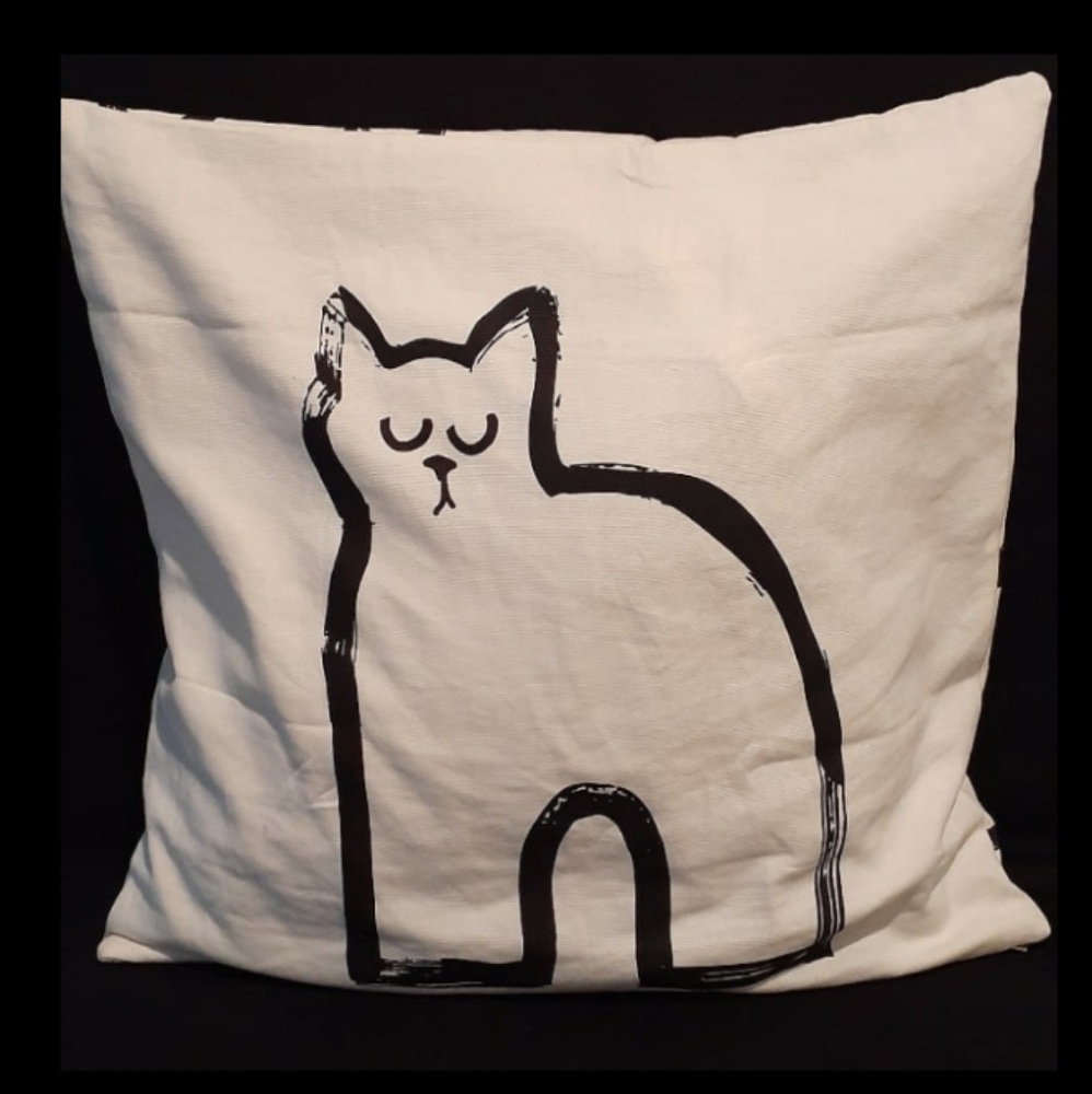 Ikea Tallspinnare Cat Print Pillow Cover 20x20 Black and White